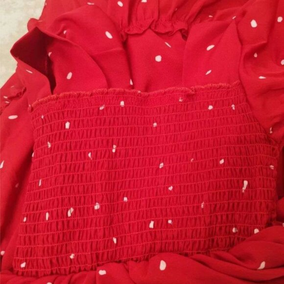 Girl Dalmatian Print Ruffle Hem Shirred Dress 5/6 - Picture 3 of 5